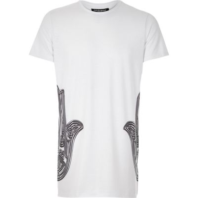 White Jaded hamsa side print t-shirt